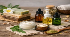 Mauritian herbal beauty products including natural soaps, oils and creams for skincare Mauritius available in UK